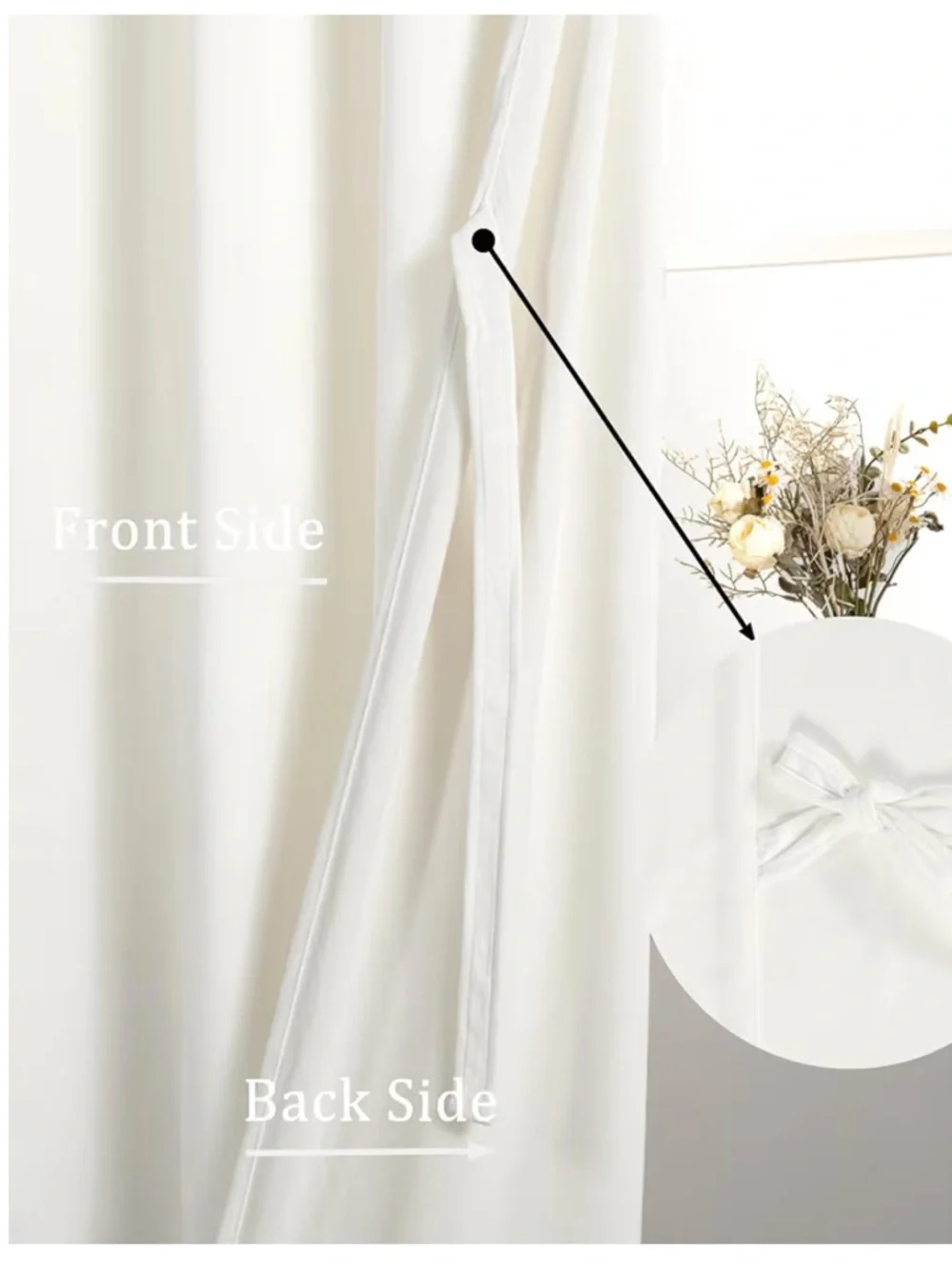 Pair white velvet curtains 62 x 108”